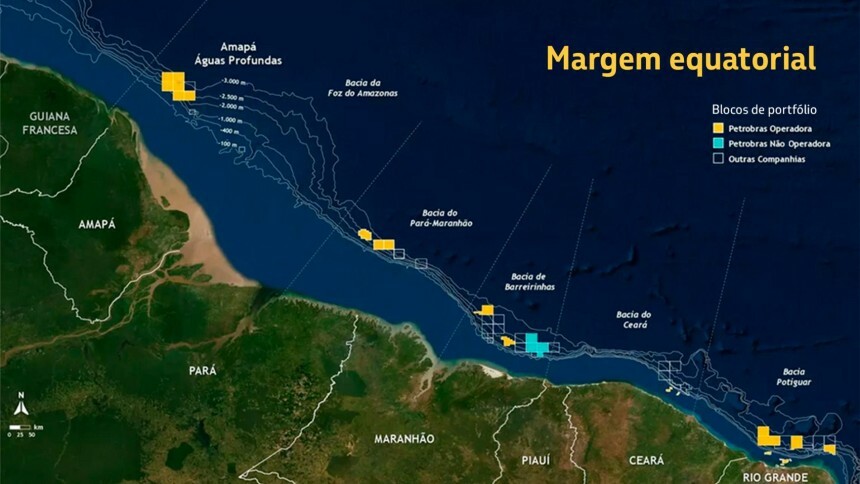 Mapa da Margem Equatorial (arte: Petrobras)
