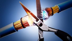 fibra óptica cabo cortado