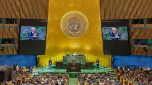 Presidente da República, Luiz Inácio Lula da Silva, durante a Abertura do Debate Geral da 79ª Sessão da Assembleia Geral das Nações Unidas, no Salão da Assembleia Geral, da Sede das Nações Unidas (ONU). Nova York - Estados Unidos (Foto: Ricardo Stuckert / PR)