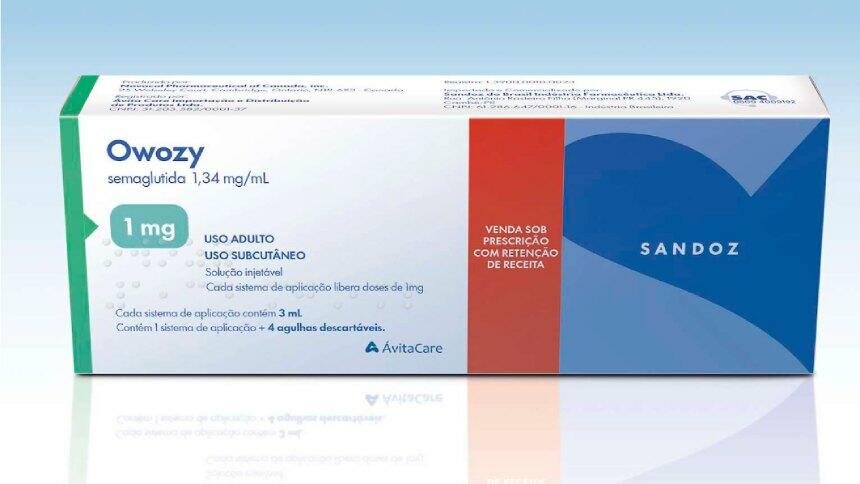 A caneta Owozy terá na caixa o nome da Ávita Care, detentora do registro, e da Sandoz, que vai comercializar