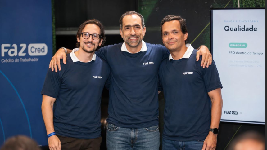 Sócios-fundadores da FAZ Cred: Henrique Rusca, Rodrigo Gebara e Luiz Guilherme Moraes